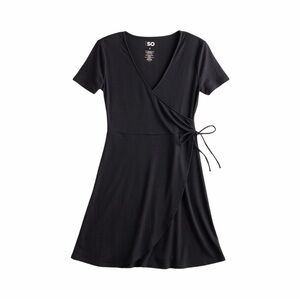 SO Women's Charcoal Wrap Mini Dress